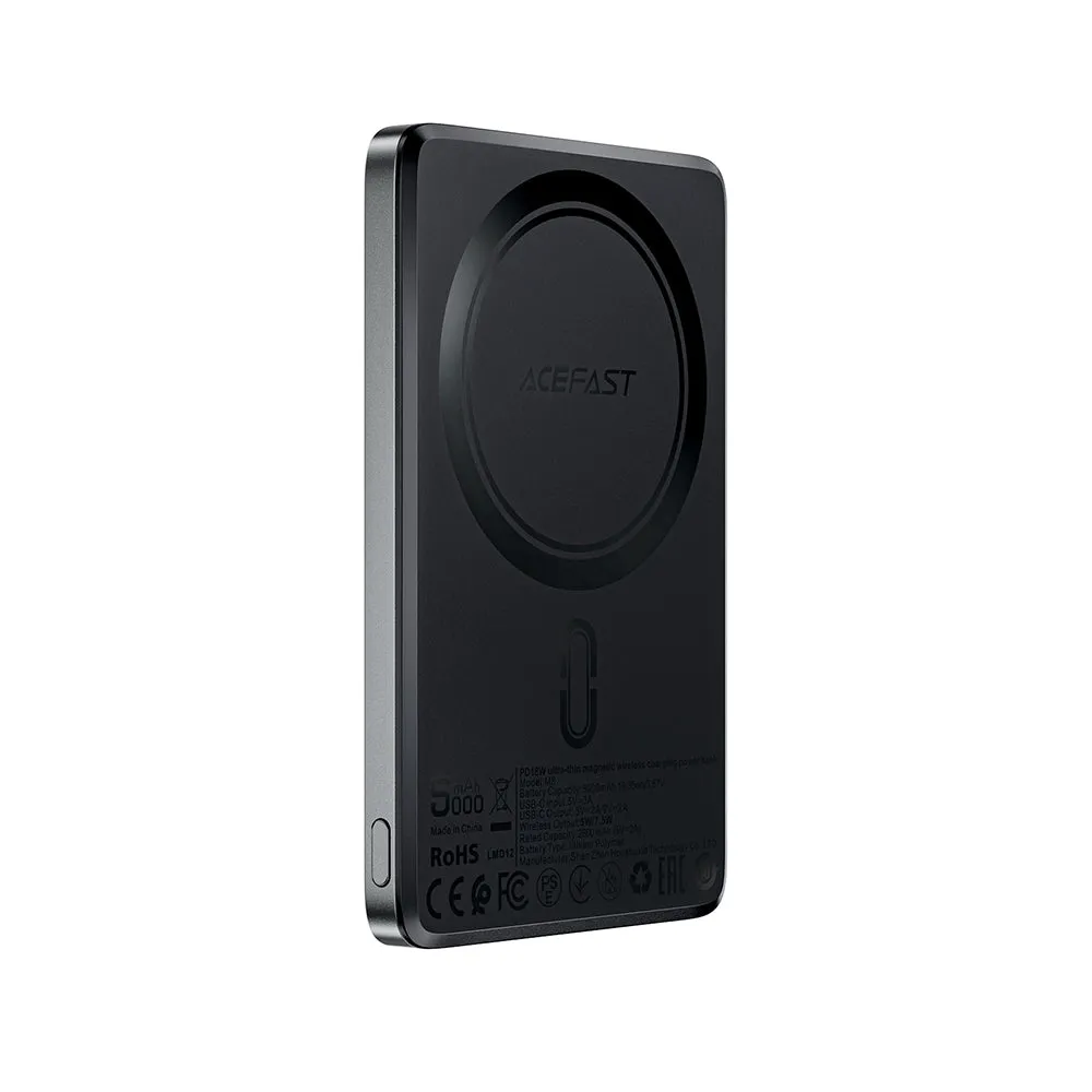 Batteria Esterna Wireless Acefast M8, 5000mAh, 18W, PD + FQI, 1 x QI - 1 x USB-C, Nera - immagine 1