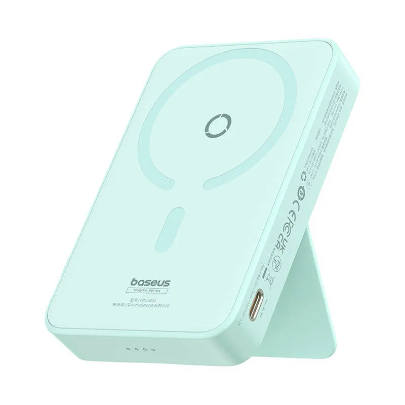 Batteria Esterna Wireless Baseus MagPro PPCXZ05, 5000mAh, 20W, PD + FQI, 1 x QI - 1 x USB-C, Verde P10064101333-00 - immagine 1