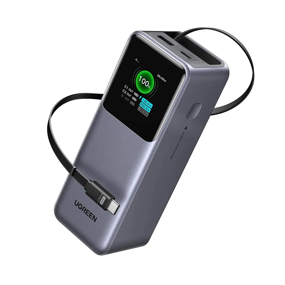 Batteria Esterna UGREEN PB726 (55987B), 20000mAh, 165W, QC + PD, 1 x USB-A - 2 x USB-C, Grigio - immagine 1