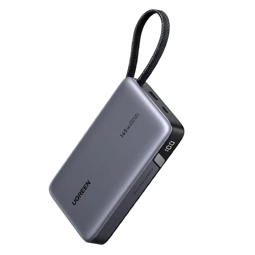 Batteria Esterna UGREEN PB551 (55992B), 20000mAh, 145W, QC + PD, 1 x USB-A - 2 x USB-C, Grigio - immagine 1