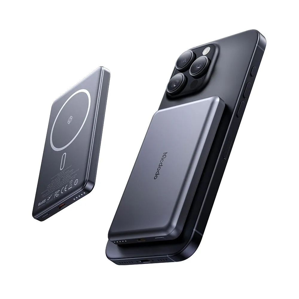 Batteria Esterna Wireless McDodo MC-4641 Meta, 5000mAh, 20W, PD + FQI, 1 x QI - 1 x USB-C, Nera - immagine 1