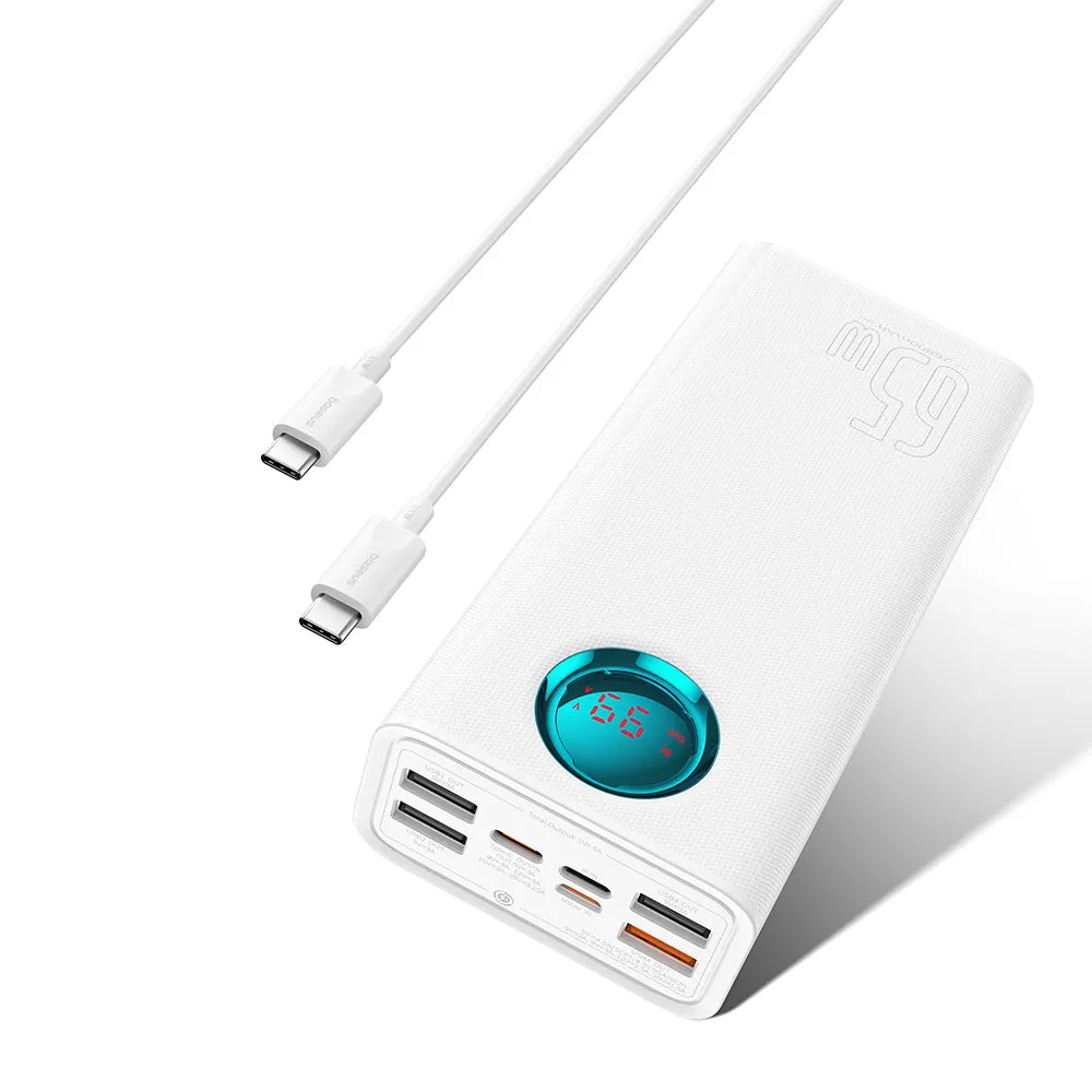 Batteria Esterna Baseus Amblight Display Digitale, 26800mAh, 65W, QC + PD, 1 x USB-C - 4 x USB-A, Bianca P10022402223-00 - immagine 1
