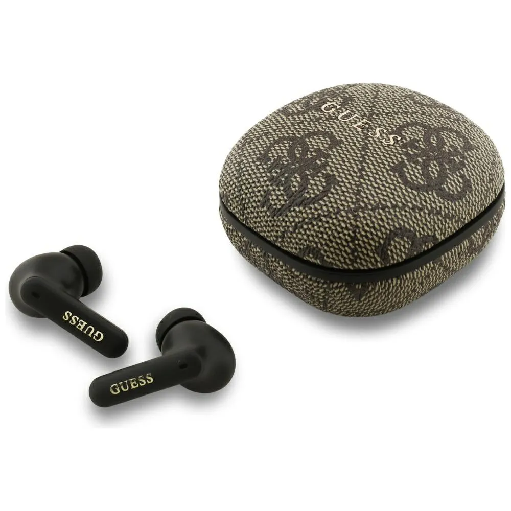 Auricolari Bluetooth Guess 4G Classic con Logo Metallico, TWS, Marrone - immagine 1