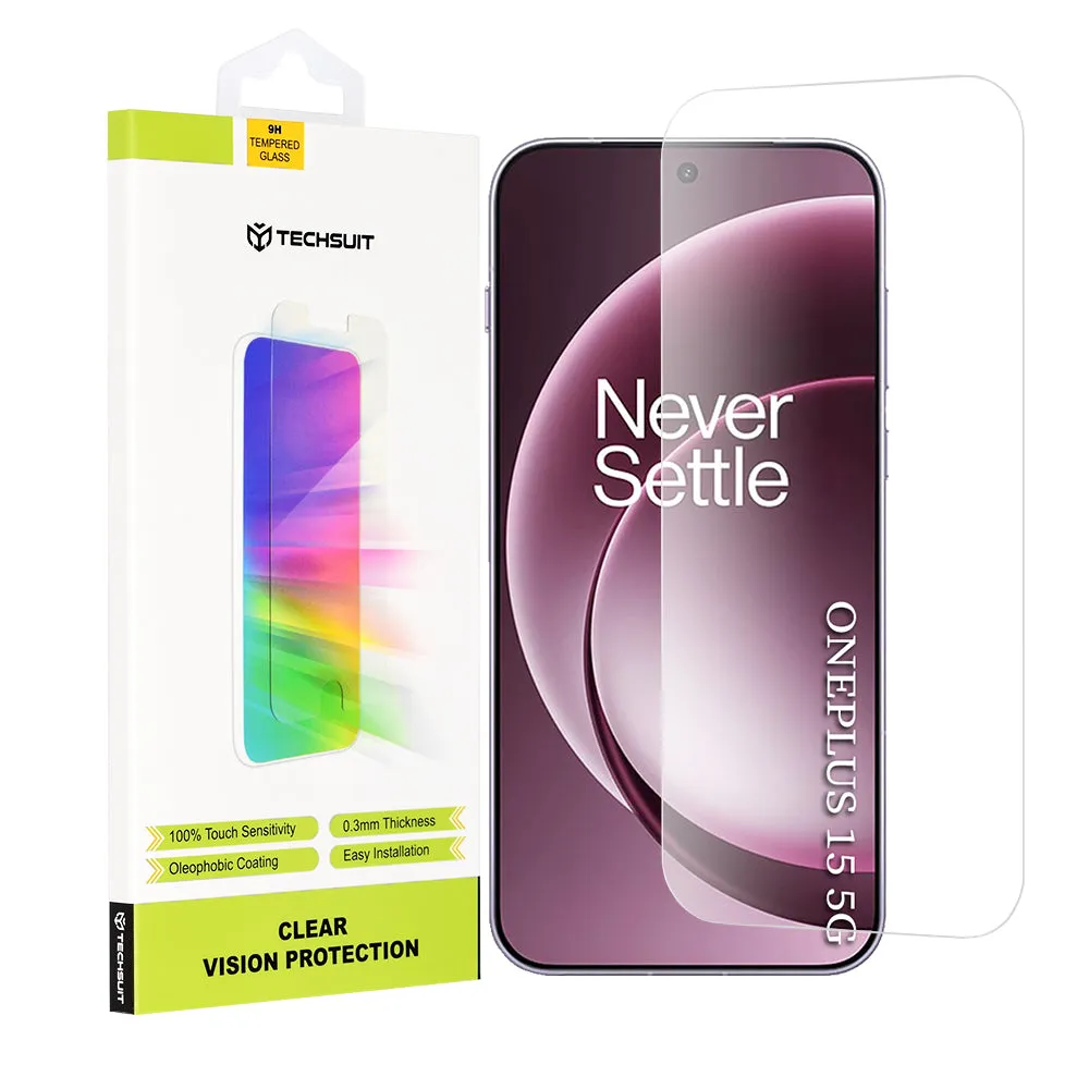 Pellicola protettiva Schermo Techsuit Clear Vision per OnePlus 15, Vetro Temperato, Full Glue - immagine 1