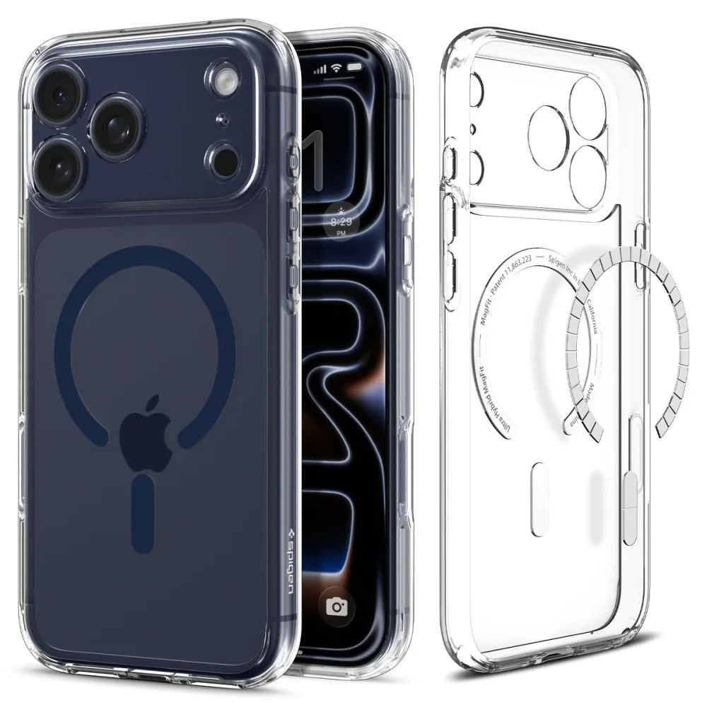 Custodia MagSafe per Apple iPhone 17 Pro Max, Spigen, Ultra Hybrid, Trasparente Blu Navy ACS11108 - immagine 1