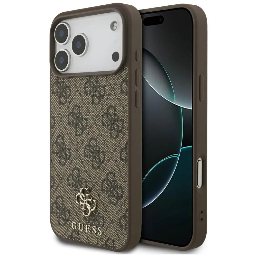 Custodia MagSafe per Apple iPhone 17 Pro Max, Guess, 4G Small and Classic Logo, Marrone - immagine 1
