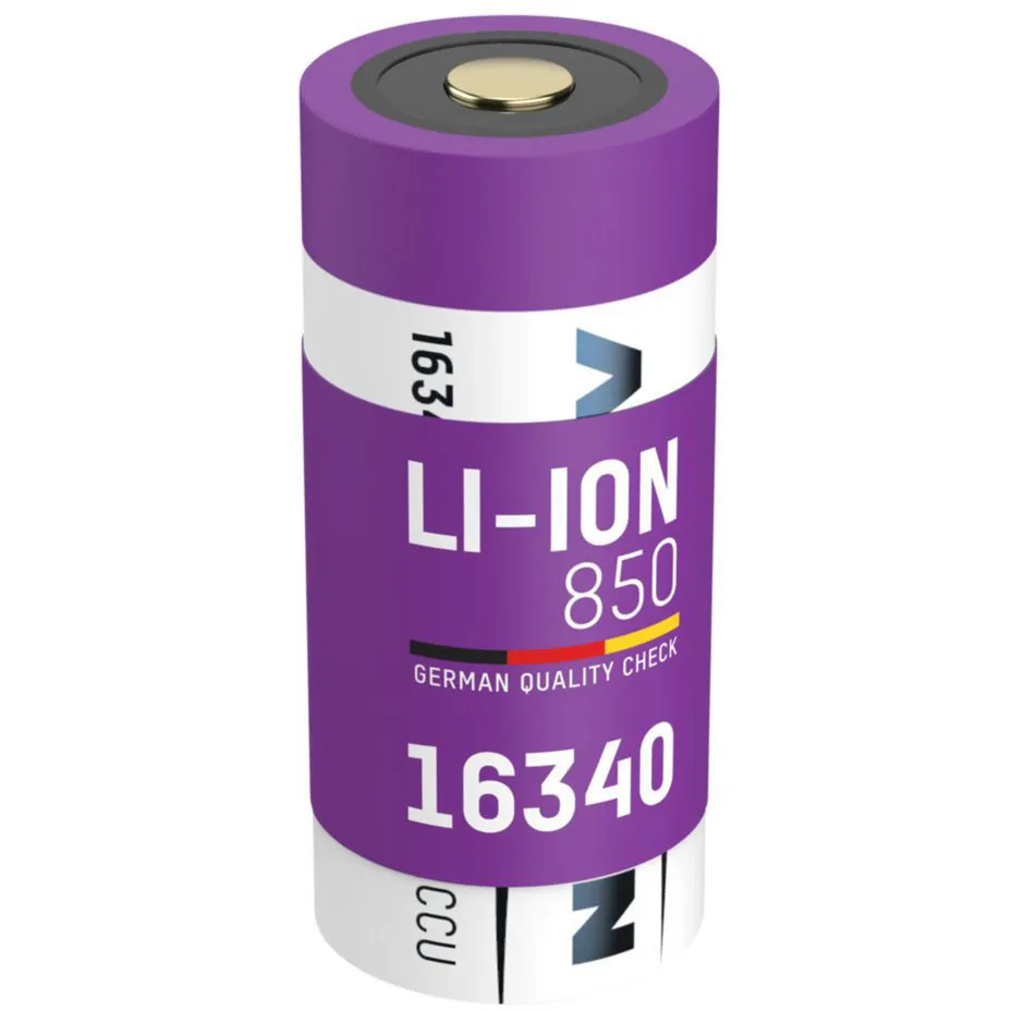 Batteria Li-Ion 16340 850mAh con presa di ricarica - immagine 1