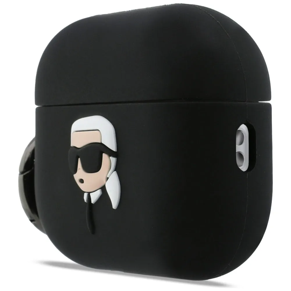 Custodia Karl Lagerfeld 3D Karl's Head per Apple Airpods Pro 3, Nera - immagine 1
