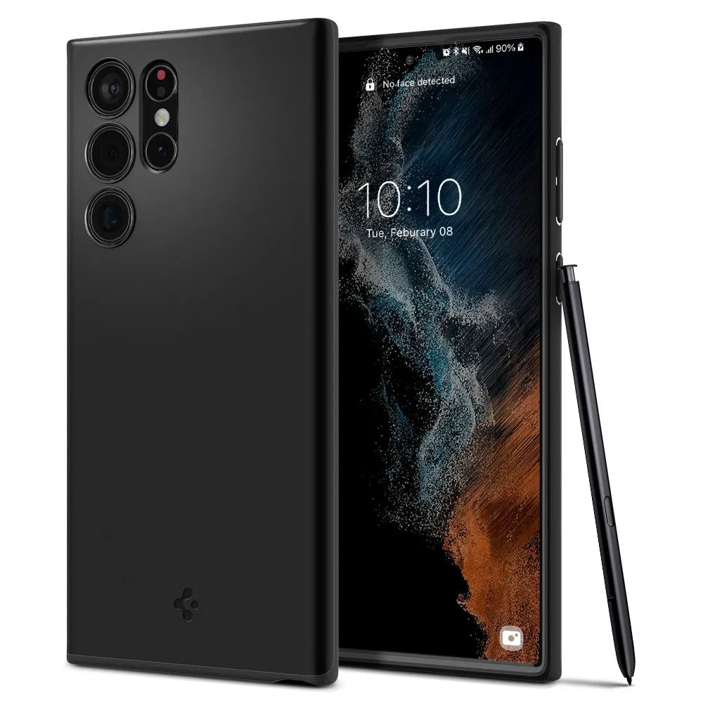Custodia per Samsung Galaxy S22 Ultra 5G S908, Spigen, Thin Fit, Nero ACS03911 - immagine 1