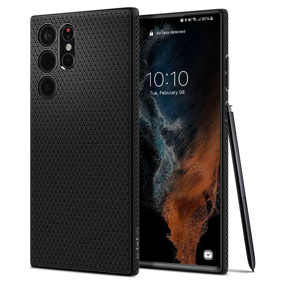 Custodia per Samsung Galaxy S22 Ultra 5G S908, Spigen, Liquid Air Matte, Nero ACS03915 - immagine 1