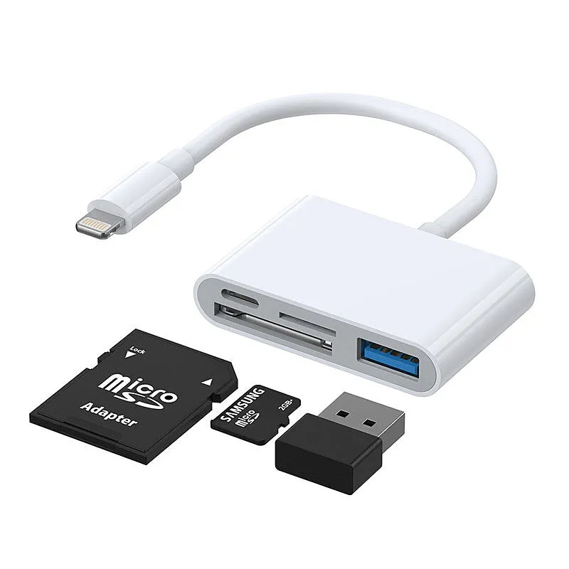 Adattatore OTG Lightning - USB-A / SD / microSD Joyroom S-H142, Bianco - immagine 1