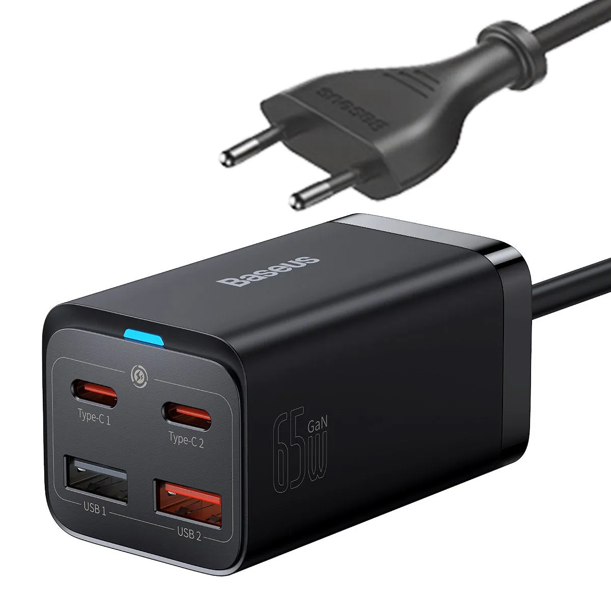 Caricabatterie Stazione Baseus GaN3 Pro, 65W, 3A, 2 x USB-A - 2 x USB-C, Nero CCGP040101 - immagine 1