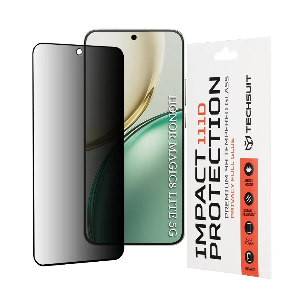Pellicola Protettiva Schermo Privacy Techsuit per Honor Magic8 Lite, Vetro Temperato, 111D - immagine 1