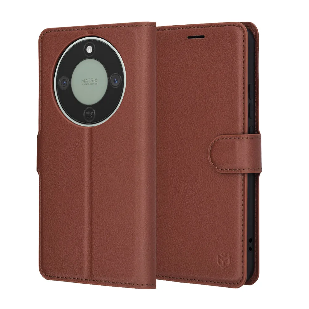 Custodia per Honor Magic8 Lite, Techsuit, Leather Folio, Marrone - immagine 1