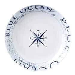 Piatto fondo melamina (21cm) GLAMOUR Bianco e Blu decorato 0830026N C8C - immagine 1