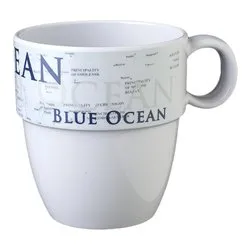 Tazza campeggio impilabile plastica abs (300ml) Bianco e Blu 0830024N C8C - immagine 1