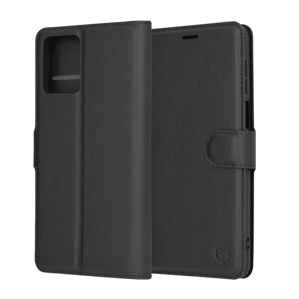 Custodia per Motorola Moto G54, Techsuit, Leather Folio, Nera - immagine 1