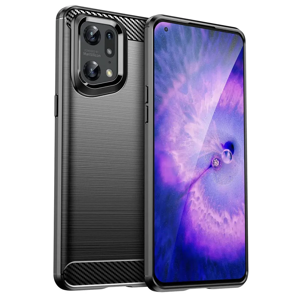 Custodia per Oppo Find X5 Pro, Techsuit, Carbonio, Nera - immagine 1