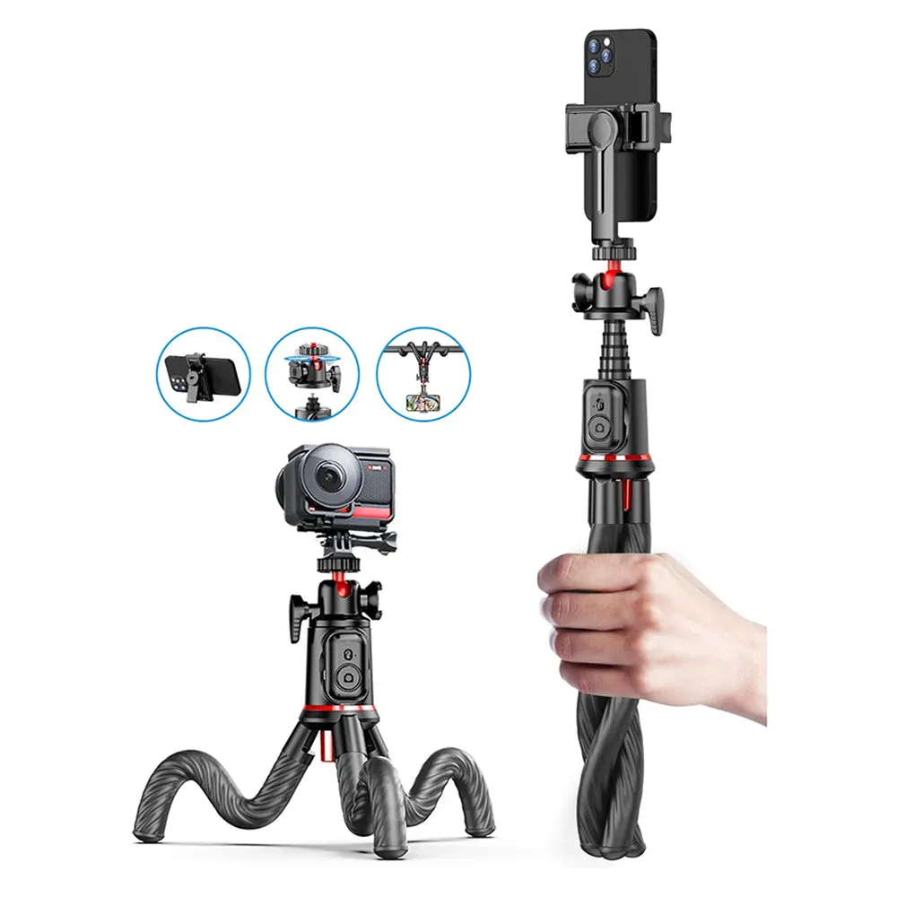 Selfie Stick Bluetooth Techsuit C03, Universale, Nero - immagine 1