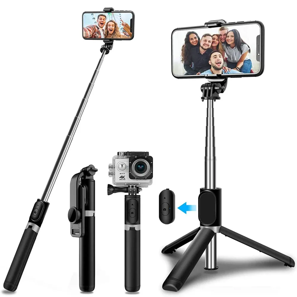 Selfie Stick Bluetooth Techsuit Q02, Universale, Nero - immagine 1