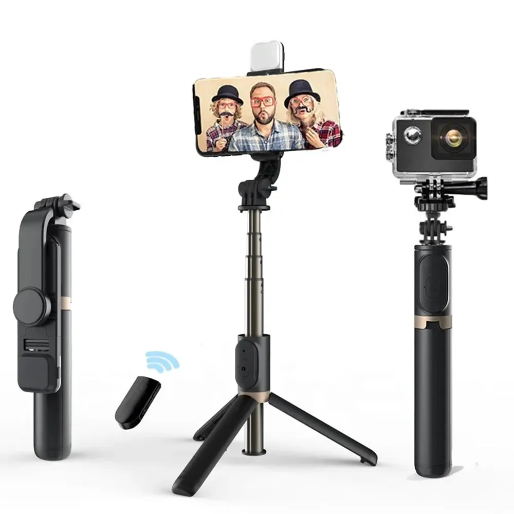 Selfie Stick Bluetooth Techsuit Q03s, Universale, Nero - immagine 1