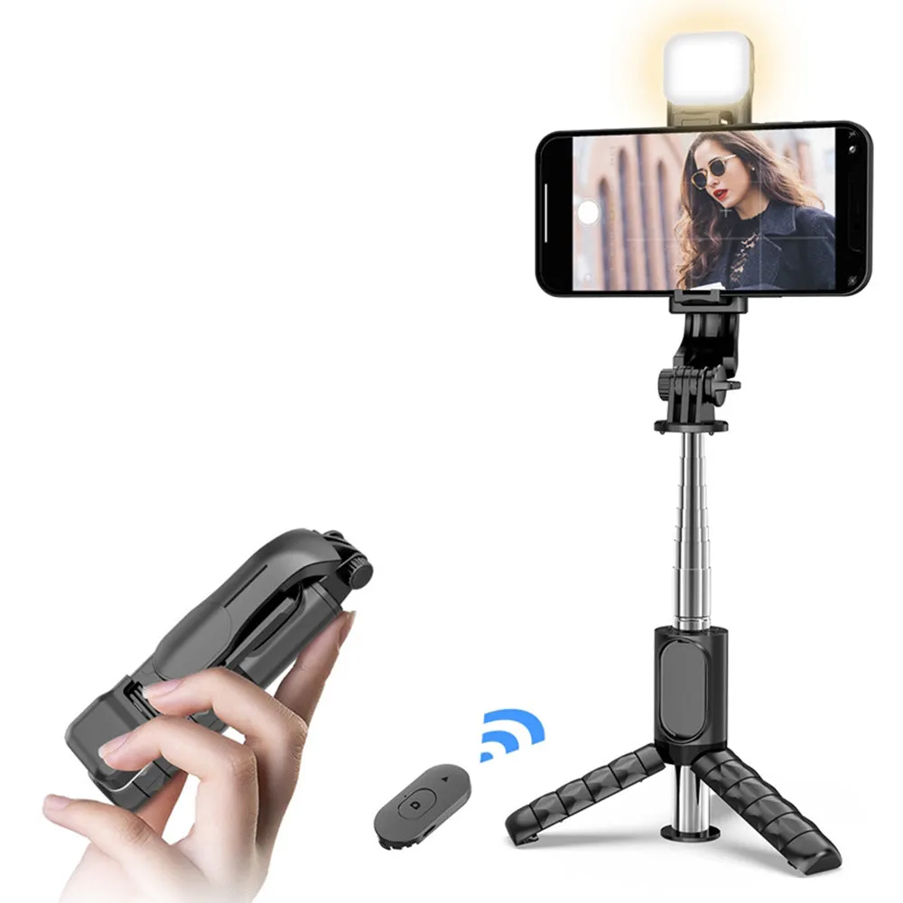 Selfie Stick Bluetooth Techsuit Q11s, Universale, Nero - immagine 1