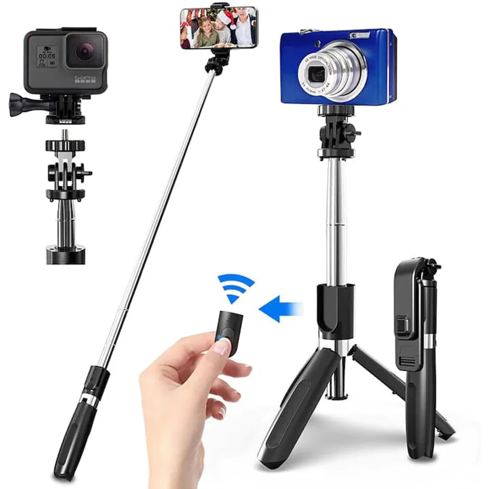 Selfie Stick Bluetooth Techsuit L02, Universale, Nero - immagine 1