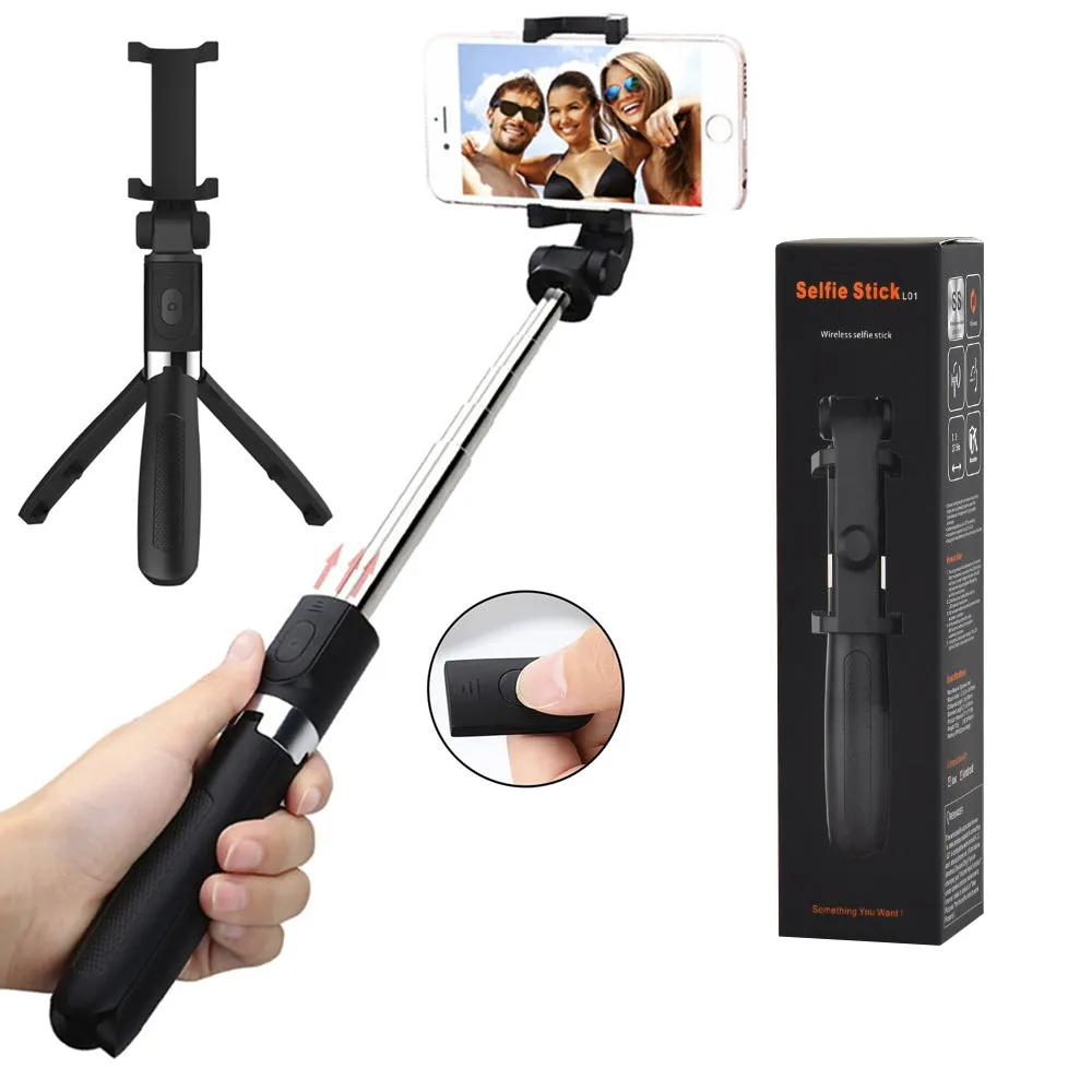Selfie Stick Bluetooth Techsuit L01s, Universale, Nero - immagine 1