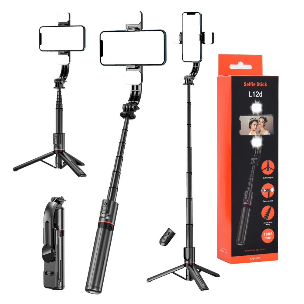 Selfie Stick Bluetooth Techsuit L12D, Universale, Nero - immagine 1