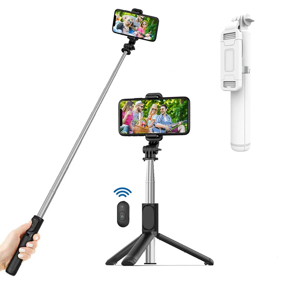 Selfie Stick Bluetooth Techsuit Q01, Universale, Bianco - immagine 1