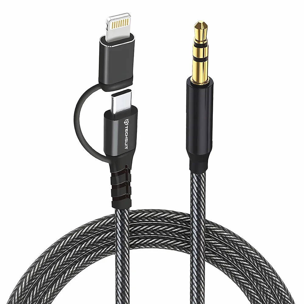 Cavo Audio USB-C / Lightning - 3.5mm Techsuit AC15 EchoSnap, 1m, Nero - immagine 1
