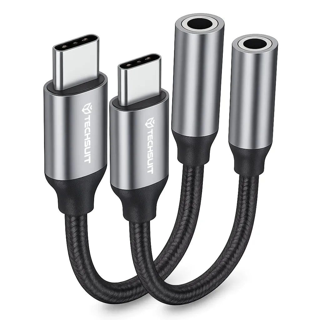 Adattatore Audio USB-C - 3.5mm Techsuit AC12 FuseXound, Grigio, Set 2 pezzi - immagine 1