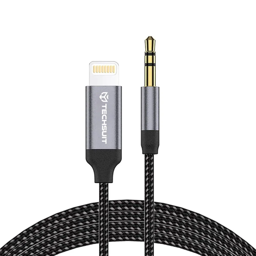 Cavo Audio Lightning - 3.5mm Techsuit AC10 SoundShell, 1.5m, Grigio - immagine 1