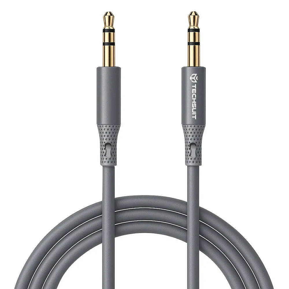 Cavo Audio 3.5mm - 3.5mm Techsuit AC3 SoundFlex, 1m, Grigio - immagine 1