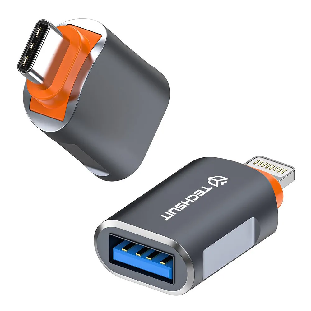 Adattatore OTG USB-C - USB-A Techsuit A9 SlateVolt, Grigio Arancione - immagine 1