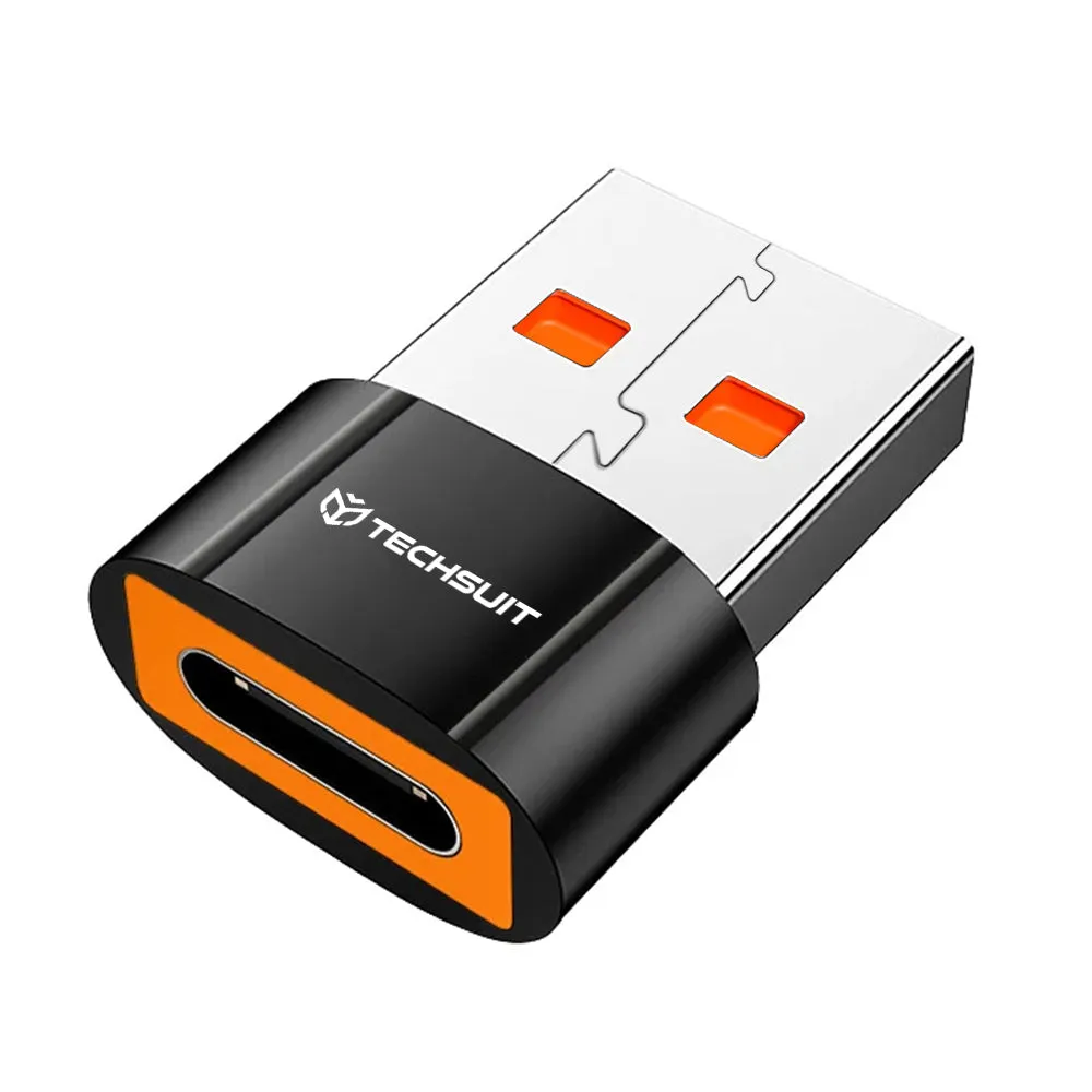Adattatore Dati e Ricarica USB-C - USB-A Techsuit A7 HyperPort, Nero Arancione - immagine 1