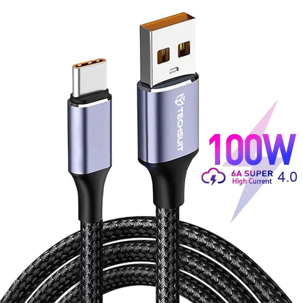 Cavo Dati e Ricarica USB-A - USB-C Techsuit PCB018, 100W, 1m, Nero - immagine 1