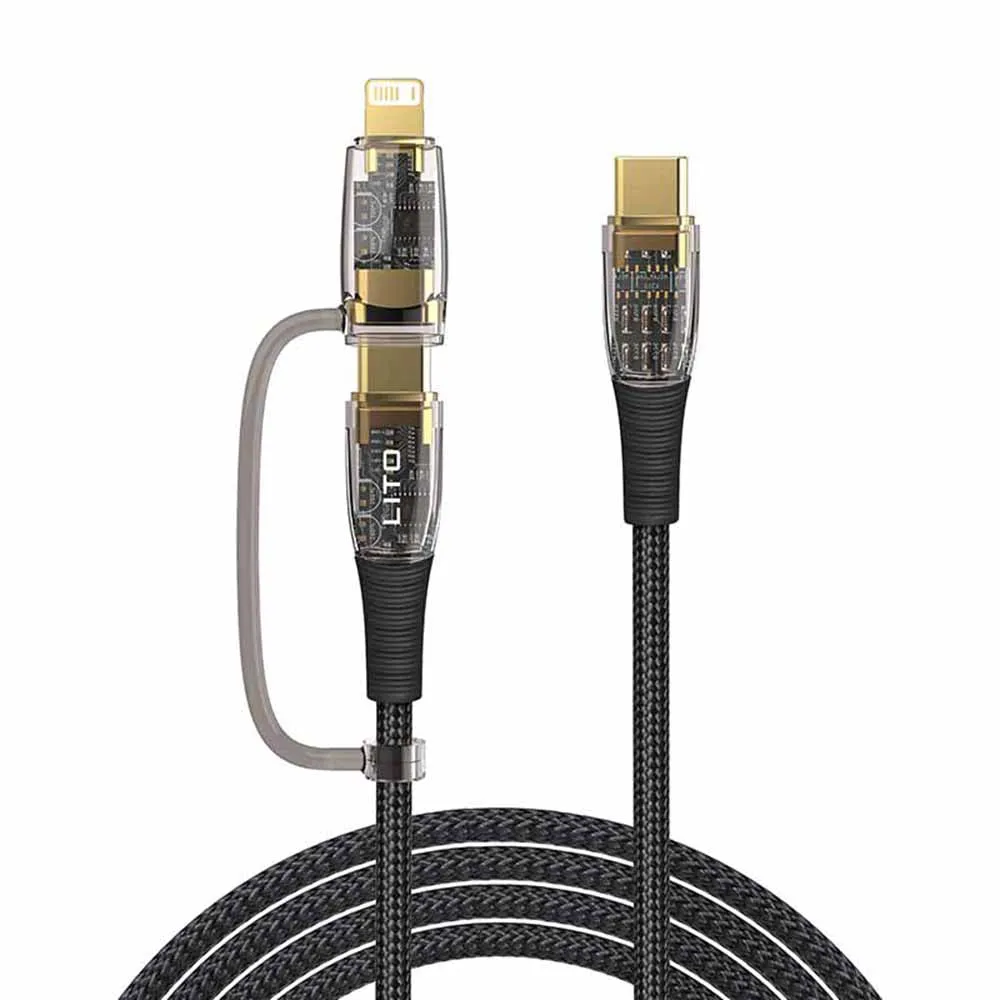 Cavo Dati e Ricarica USB-C - Lightning / USB-C Lito LD12, 60W, 1.2m, Nero - immagine 1