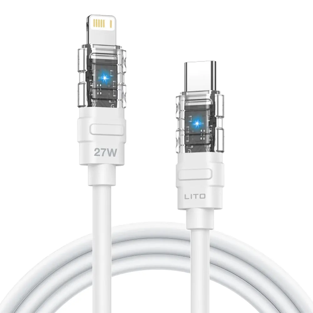 Cavo Dati e Ricarica USB-C - Lightning Lito LD05, 27W, 1m, Bianco - immagine 1