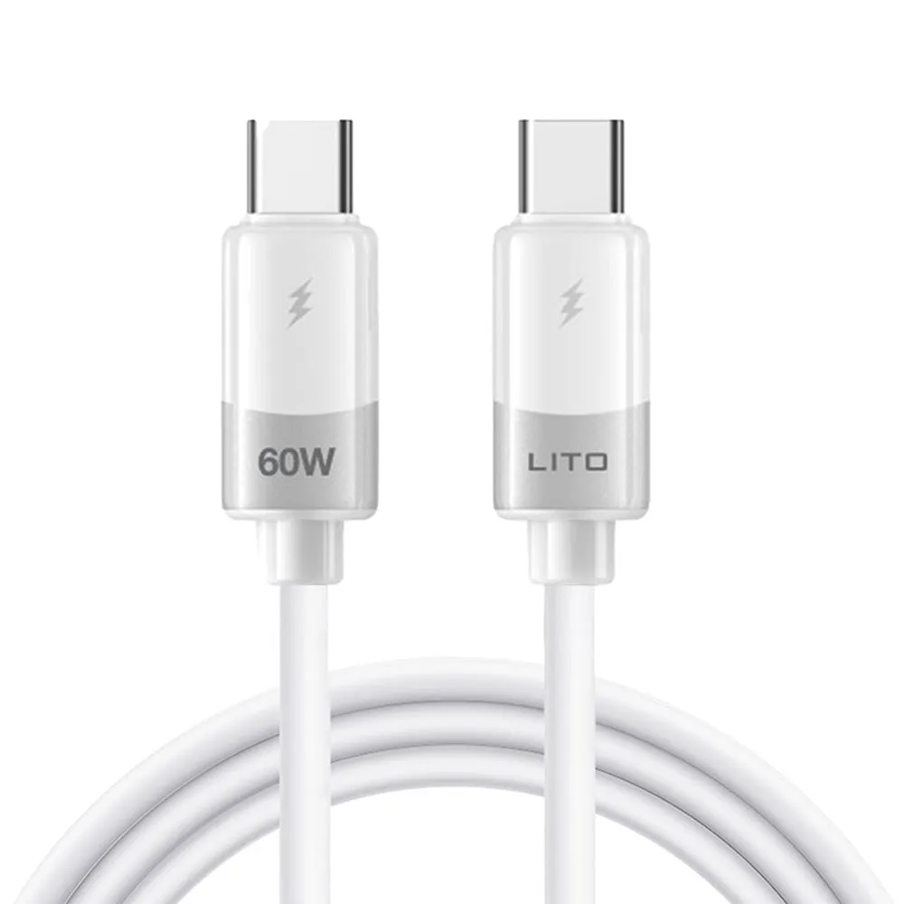 Cavo Dati e Ricarica USB-C - USB-C Lito LD07, 60W, 1m, Bianco - immagine 1