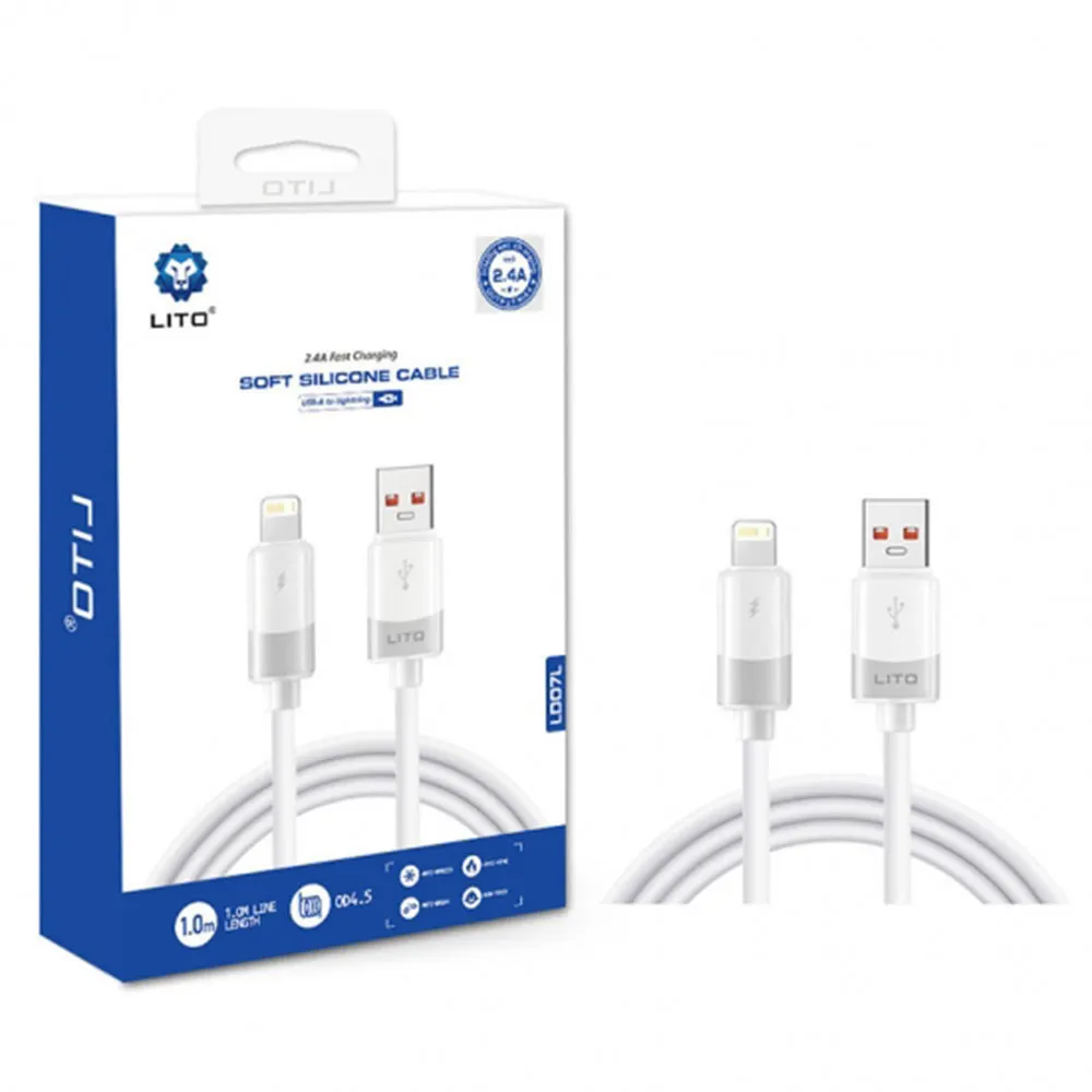 Cavo Dati e Ricarica USB-A - Lightning Lito LD07, 60W, 1m, Bianco - immagine 1