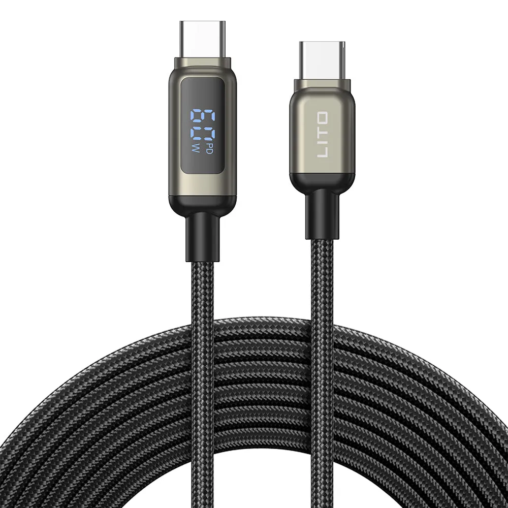 Cavo Dati e Ricarica USB-C - USB-C Lito LD15 Display, 60W, 1m, Nero - immagine 1