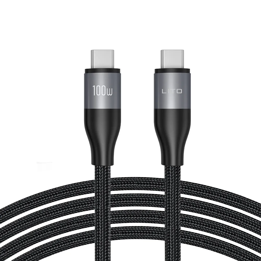 Cavo Dati e Ricarica USB-C - USB-C Lito LD25CC, 100W, 2m, Grigio - immagine 1