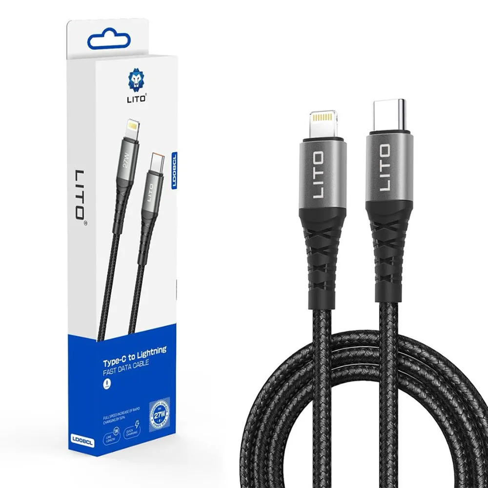 Cavo Dati e Ricarica USB-C - Lightning Lito LD08CL, 27W, 1m, Nero - immagine 1