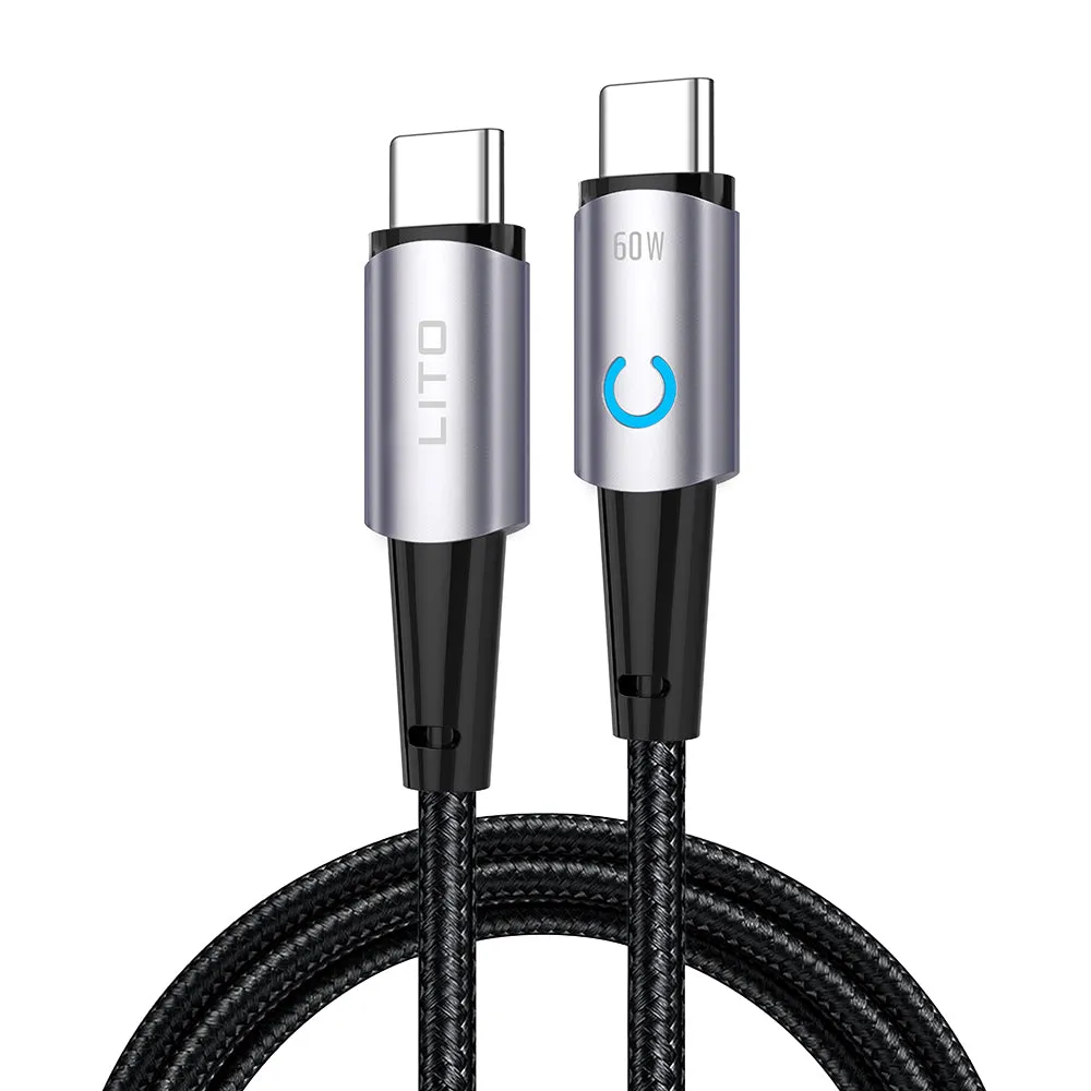 Cavo Dati e Ricarica USB-C - USB-C Lito LD10CC, 60W, 1m, Nero - immagine 1