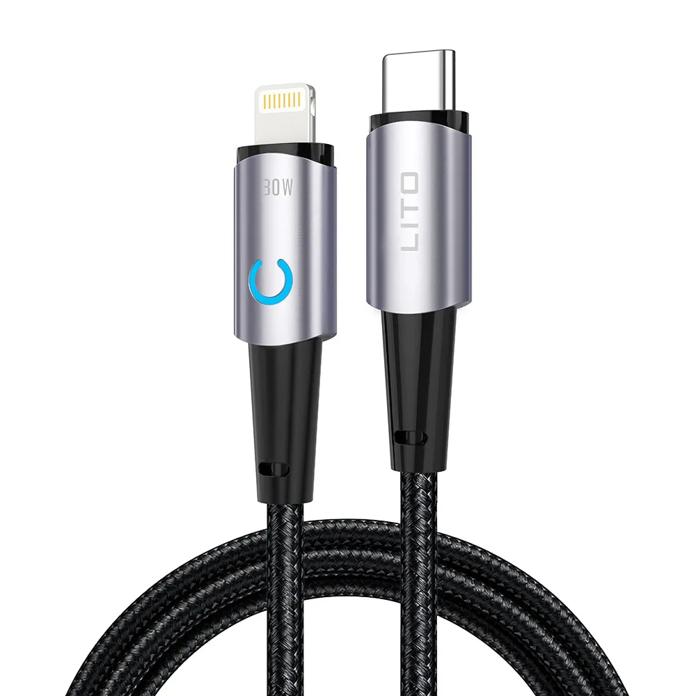 Cavo Dati e Ricarica USB-C - Lightning Lito LD10CL, 30W, 1m, Nero - immagine 1
