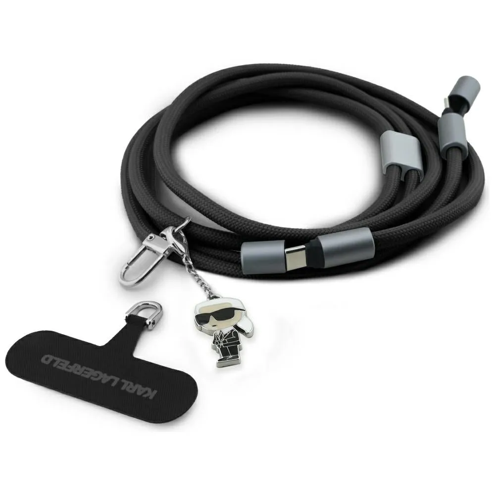 Cavo Dati e Ricarica USB-C - USB-C Karl Lagerfeld Ikonik Charm, 100W, 1.5m, Nero - immagine 1
