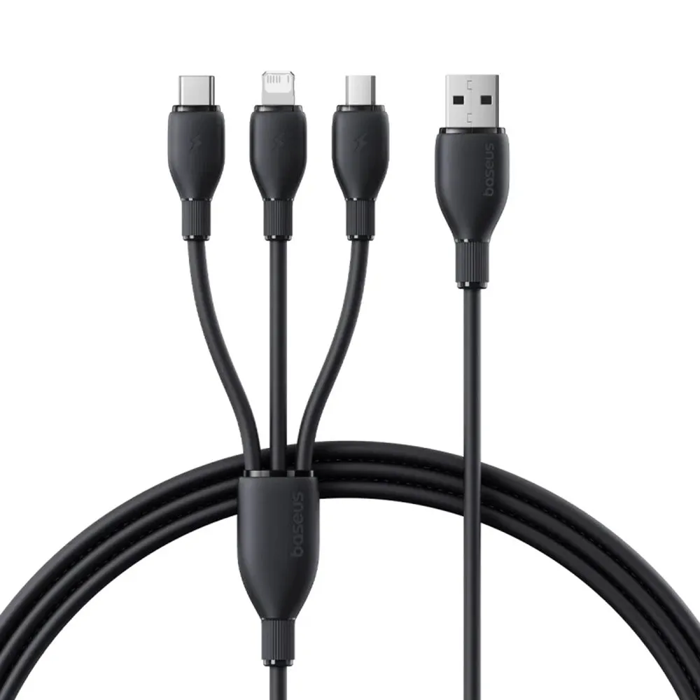 Cavo di Ricarica USB-A - Lightning / microUSB / USB-C Baseus Ultra Fast 3in1, 18W, 1.3m, Nero P10376303121-00 - immagine 1