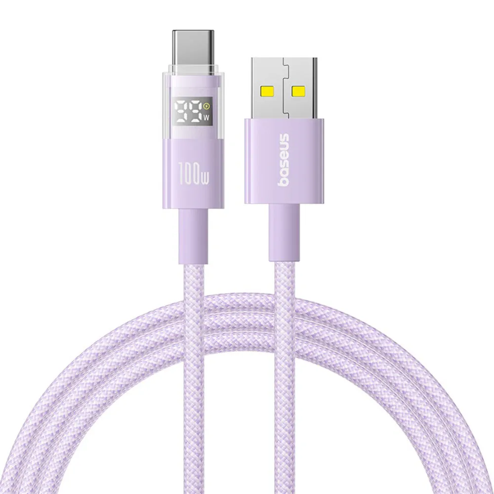Cavo Dati e Ricarica USB-A - USB-C Baseus Display 2, 100W, 1m, Viola P10382701511-00 - immagine 1