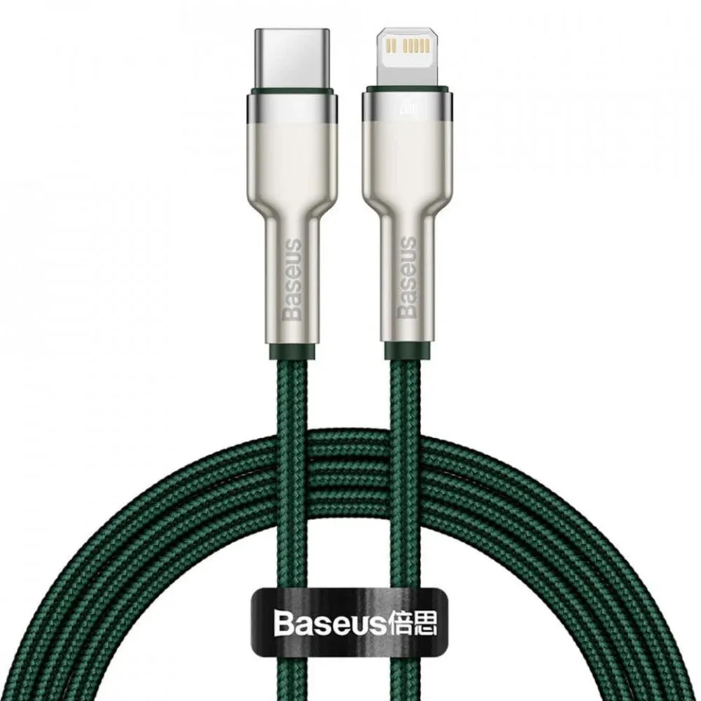 Cavo Dati e Ricarica USB-C - Lightning Baseus Cafule Metal, 20W, 1m, Verde CATLJK-A06 - immagine 1
